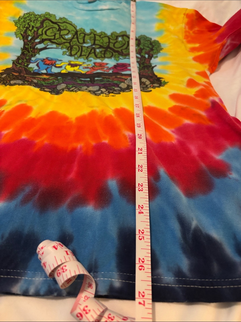 Grateful Dead Women’s Tie-Dye Long Sleeve Tee in Blue, Yellow, Red, Orange - Picture 6 of 6
